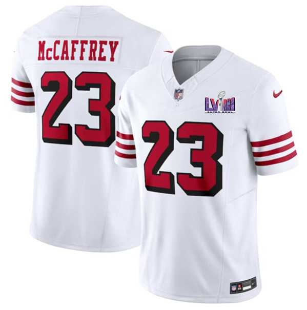 Men & Women & Youth San Francisco 49ers #23 Christian McCaffrey New White 2024 F.U.S.E. Super Bowl LVIII Patch Vapor Untouchable Limited Jersey